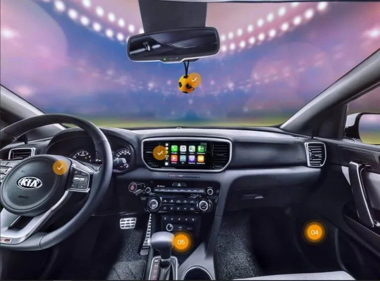 KIA Sportage: панорама салона 360 с подсказками квеста