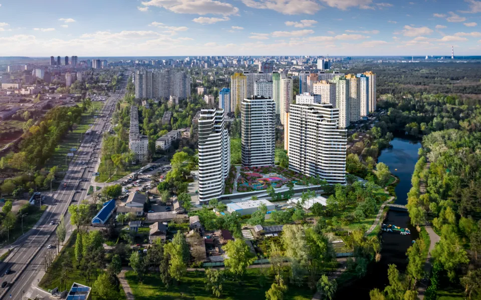 Archviz, Аэро + 3D и виды из окон для ЖК «Парковые озёра 2»