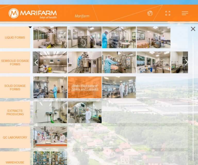 Віртуальний тур для фармацевтичного виробництва Marifarm
