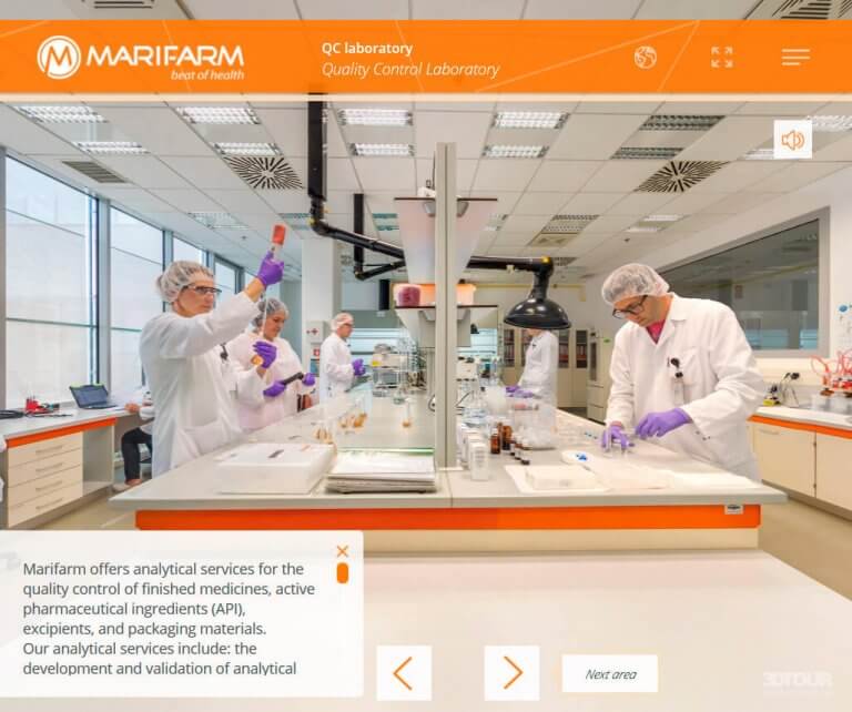 Віртуальний тур для фармацевтичного виробництва Marifarm